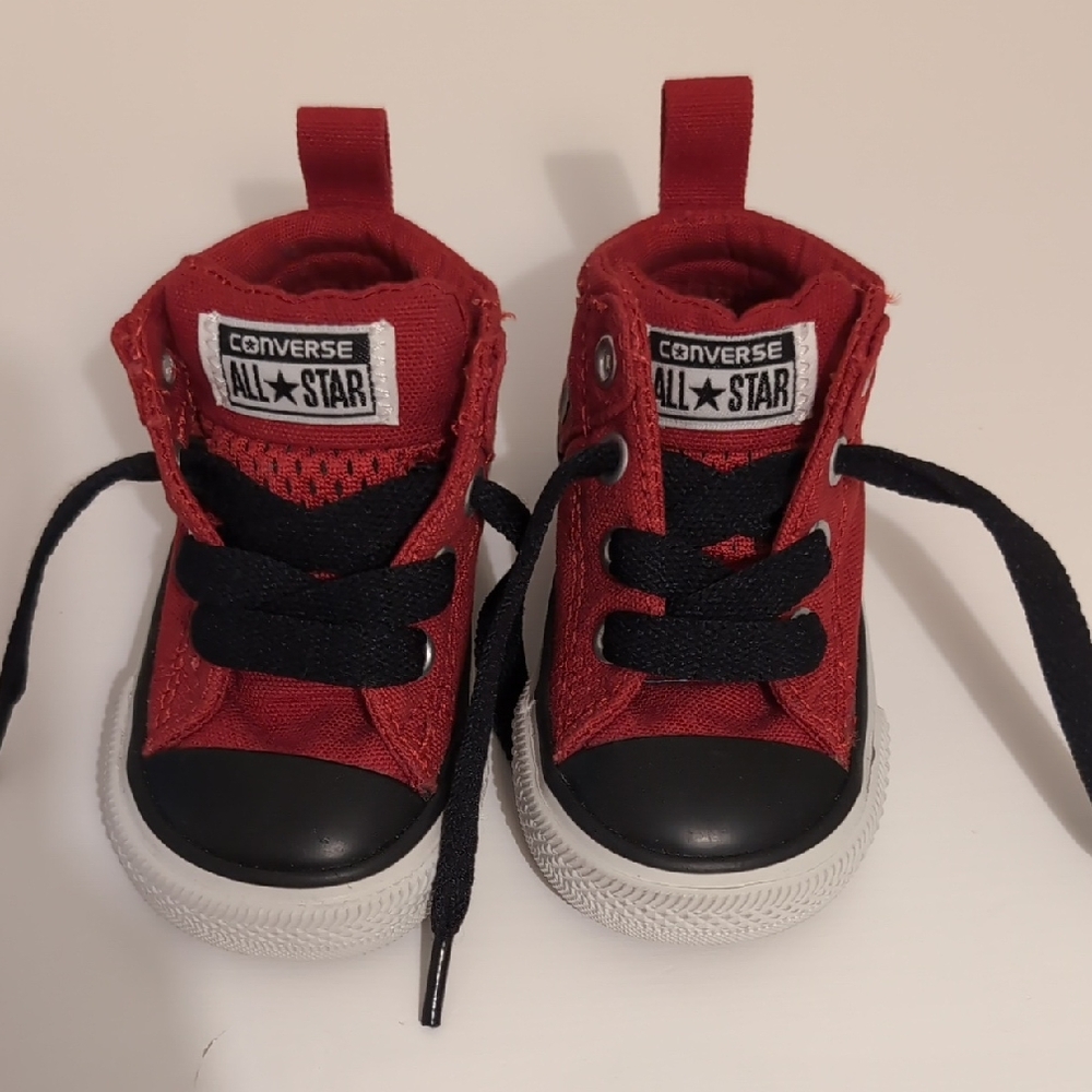 Converse Red and Black High-Top Sneakers